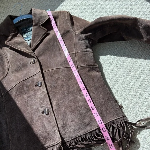 Outbrook Brown Genuine Leather Fringe Jacket - Picture 5 of 11